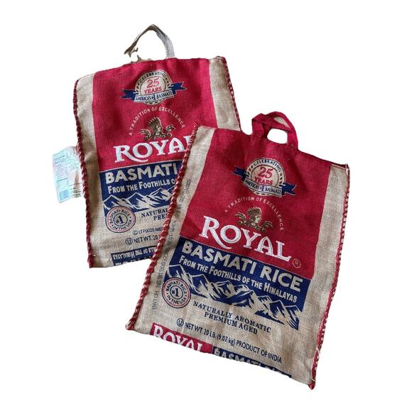 NWT Royal Basmati Rice Bag 20lbs Burlap Handles Zipper Heavy Duty 25th Lot Of 2 - Picture 8 of 8
